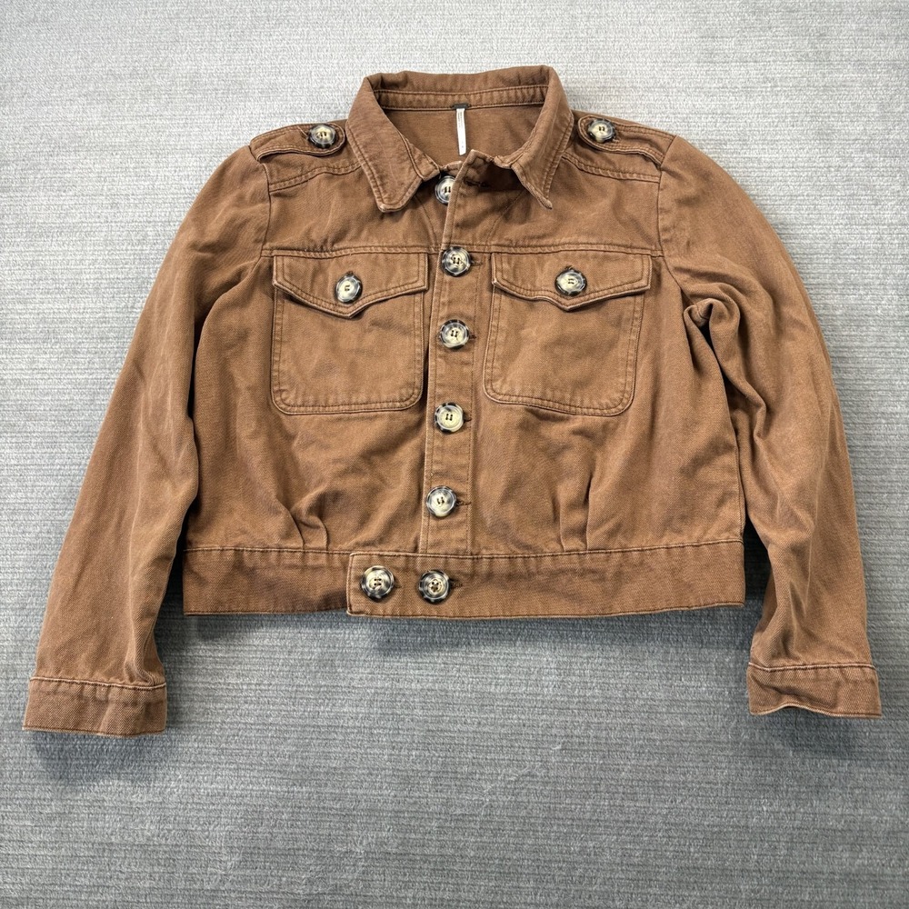Free People Slouchy Eisenhower Denim Jacket in Terracotta S Moto Western Rodeo